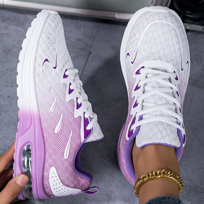 1 Pair Women's Breathable Mesh Running Shoes, All-Season Cushioned Stability Sneakers with Faux Sole and Fabric Insole for Casual Travel