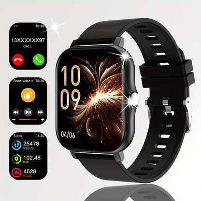 New 1.83-inch Full Touch Screen Silicone Strap Smartwatch for Men and Women, Fitness Tracker with Customizable Dial, Wireless Calling & App Connectivity, 100+ Sports Modes (Hiking, Climbing, Basketball), Remote Camera Control