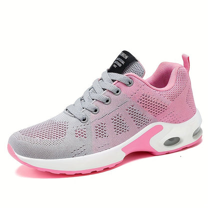 Lightweight Mesh Lace Up Sneakers, Fashion Air Cushion Running Sports Shoes, Women's Footwear